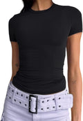 Women's Casual Basic Going Out Crop Tops Slim Fit Short Sleeve Crew Neck Tight T Shirts