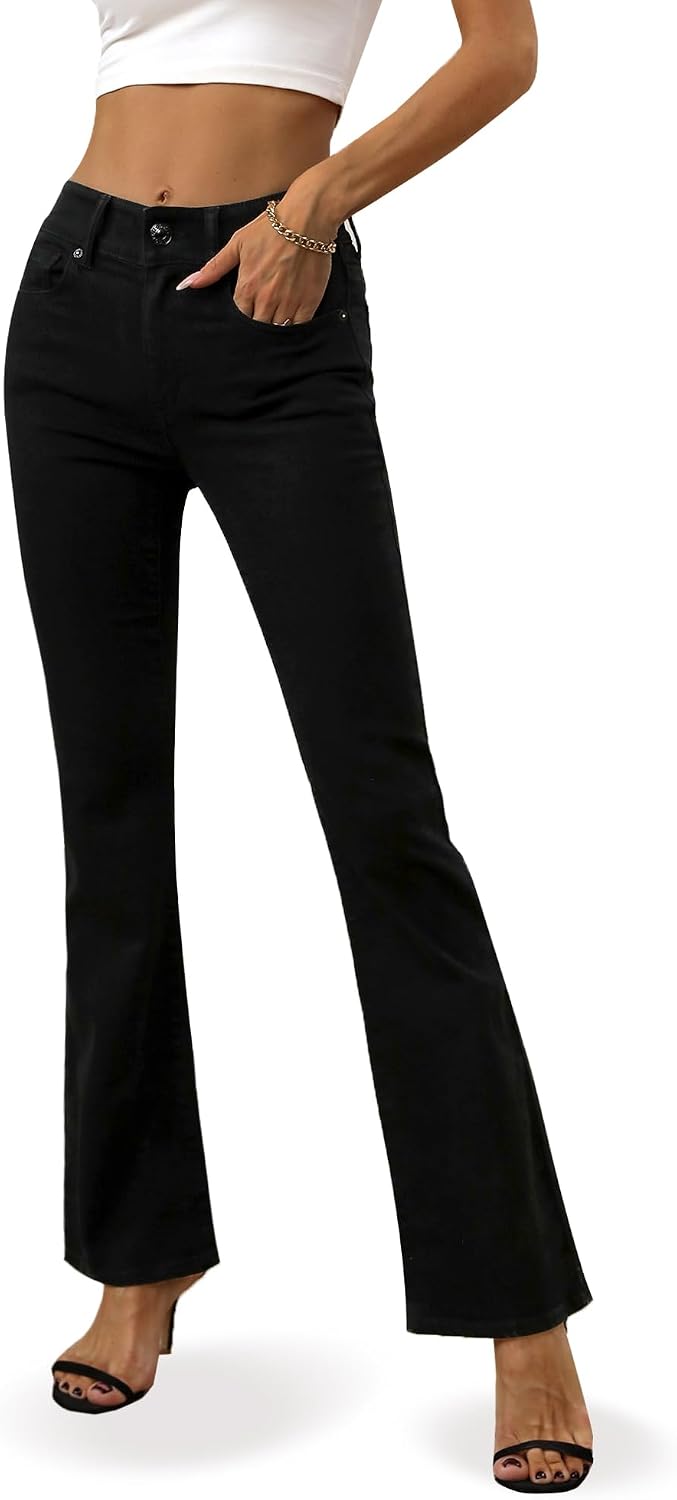 Women's High Rise Retro Flare Jeans Slim Fit Street Trendy Bell Bottom Jeans