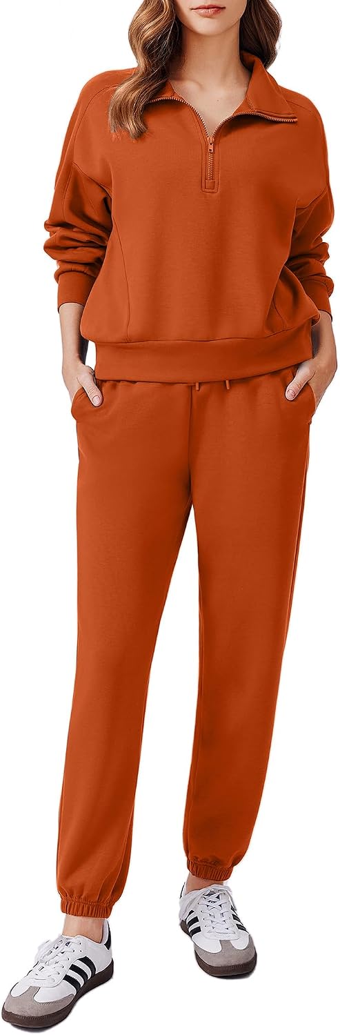 2 Piece Sets for Women  Fall Outfits Tracksuit Long Sleeve Half Zip Sweatshirt Jogger Sweatpants Matching Set