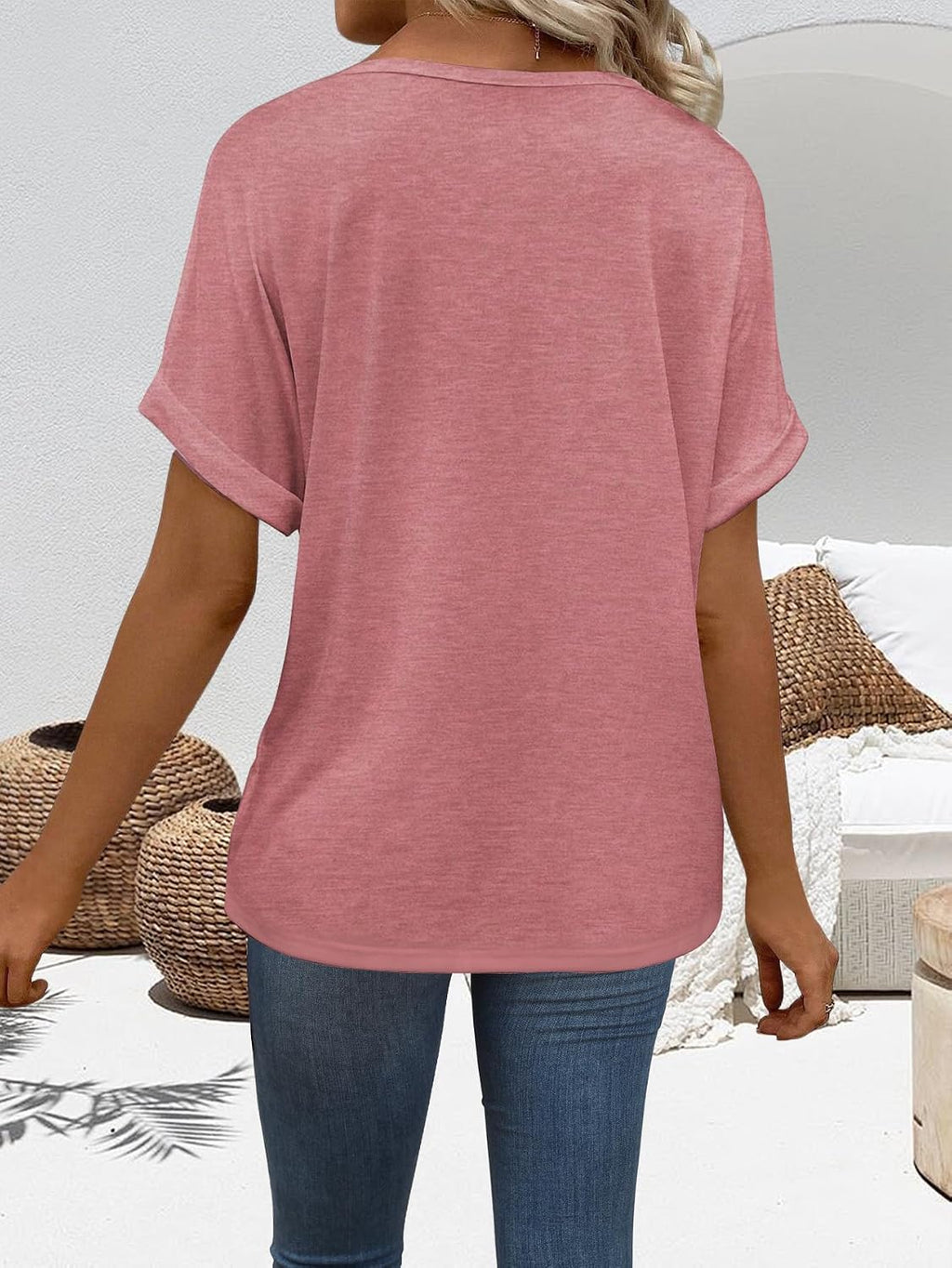 T Shirts Short Sleeve V Neck Tees Women's Fashion Tops Trendy Lightweight Soft  Casual Summer Spring Outfits