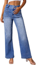 Womens Jeans High Waist Trendy  Stretchy Flared Wide Leg Pockets Front Bootcut Casual Denim Pants