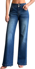 Women's Wide Leg Jeans Casual High Waisted Stretch Baggy Loose Denim Pants