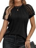 Women's Tshirts Trendy Fashion Tops Lace Short Sleeve Business Tee Shirts Casual Knitted Blouses Summer Outfits