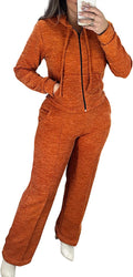 Womens 2 Piece Outfits Sweatsuit  Zip Up Hoodie and Wide Leg Sweatpants Tracksuit Travel Workout Lounge Sets