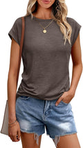 Women's Tops Summer Basic T Shirts Business Casual Loose Fit Cap Sleeve Tee Cute Clothes Trendy Fashion Outfits