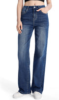 Women's 32"/34"/36" Tall Straight Leg Jeans Mid Waisted Stretchy Loose Denim Pants Casual Baggy Jean Trousers